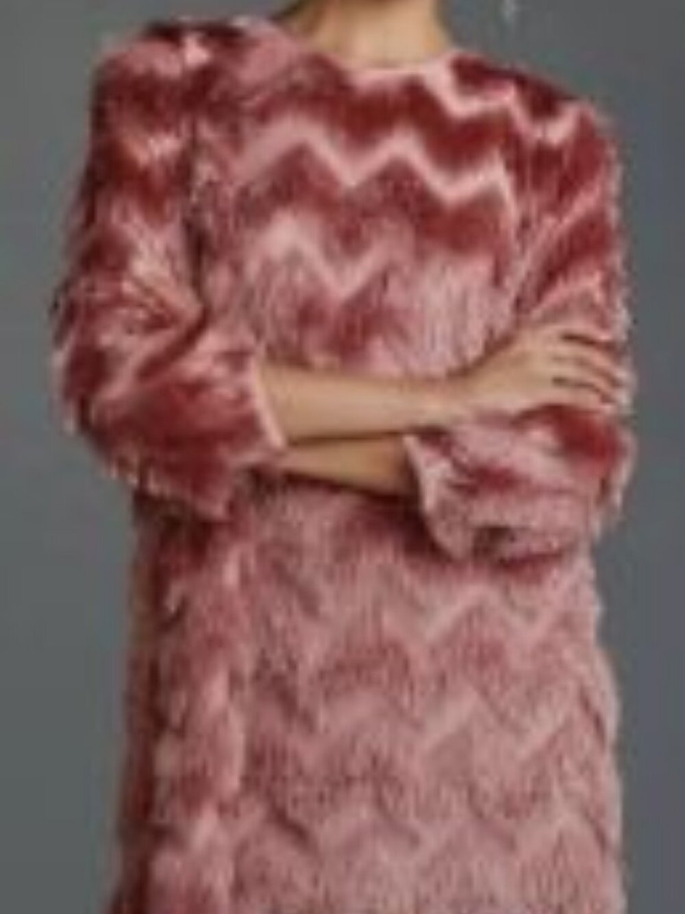 Women’s Pink Chevron Textured Shift Dress Anthropologie - 1x